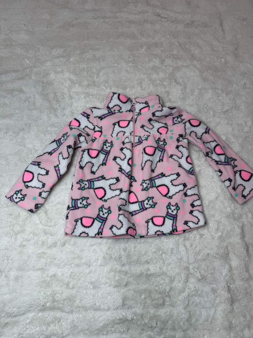 Kids Pink Llama Fleece Jacket - Cozy Zip Front